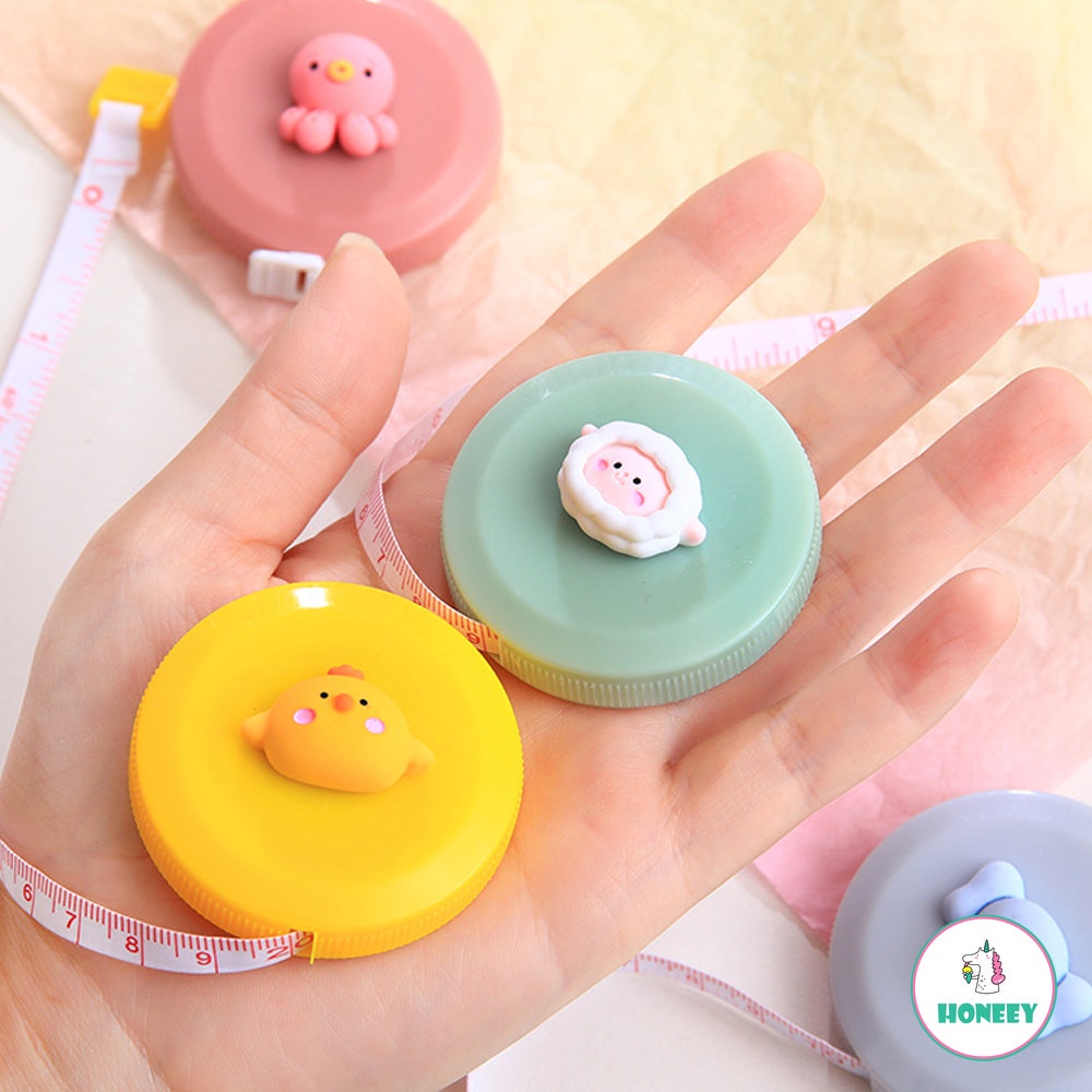 1.5 M Kartun Mini Tape Measure Portable Retractable Ruler Jahit Fleksibel Pengukuran Penggaris Tinggi Anak Penggaris Centimeter Inch Roll Tape