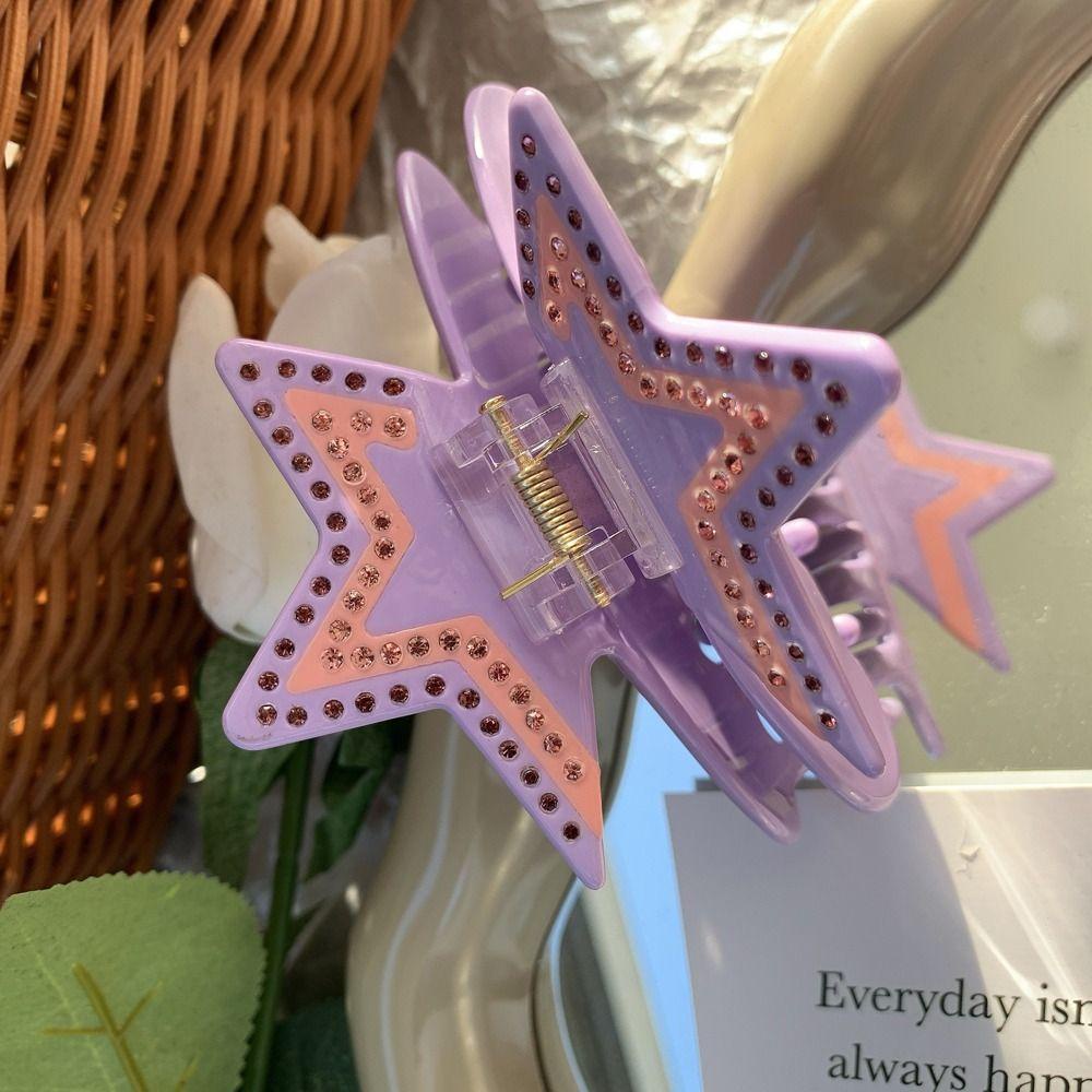 Agustina Bintang Asetat Rambut Cakar Elegan Bergaya Y2k Gaya Gadis Jepit Rambut Fashion Hiasan Kepala Ponytail Holder Zirkon Korea Hair Clips