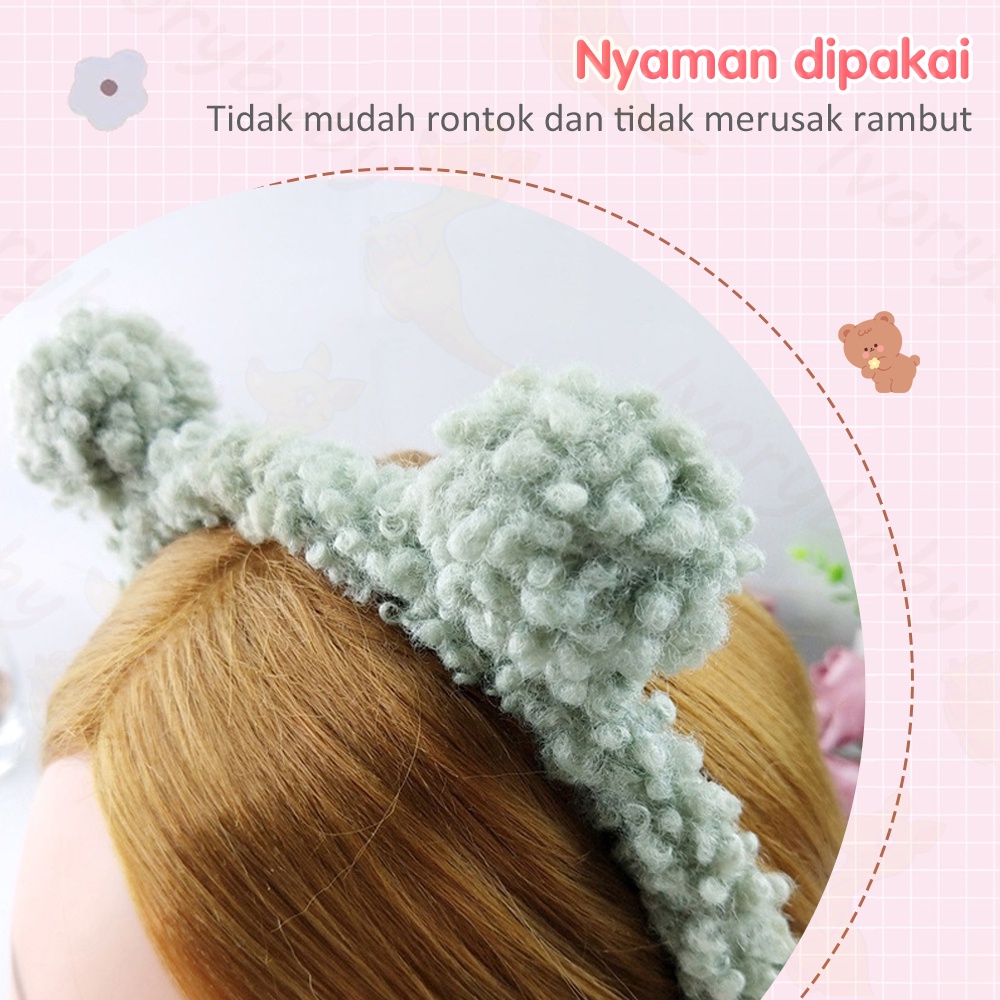 Ivorybaby Bando kuping beruang bulu Bandana anak perempuan anak import Headband anak