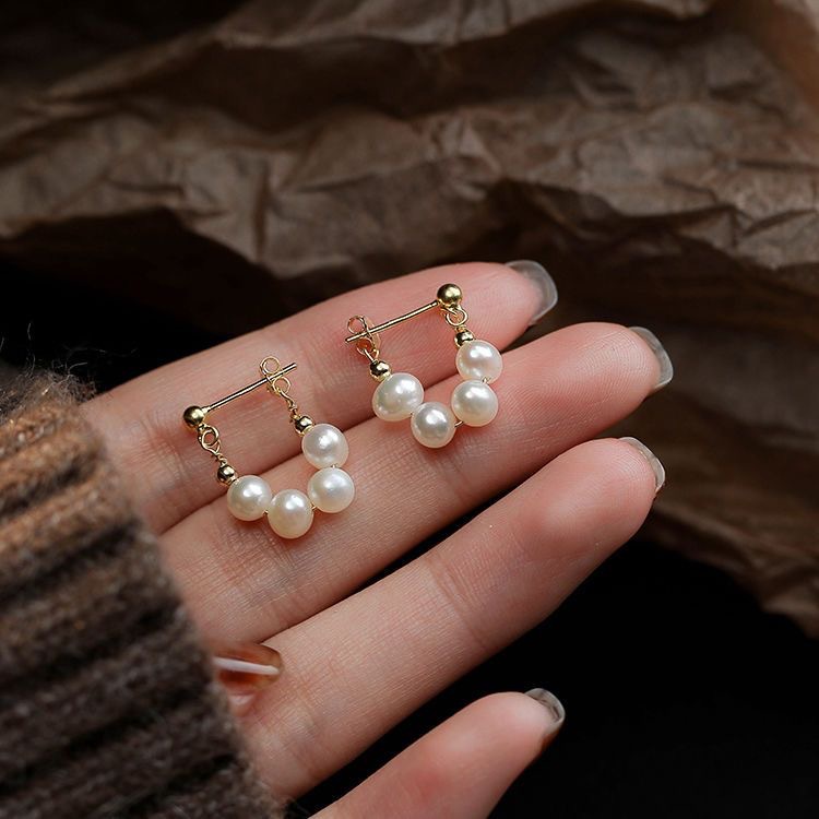 Ifyou Mutiara Manik Hoop Anting Untuk Wanita Retro Emas Earring Perhiasan Aksesoris