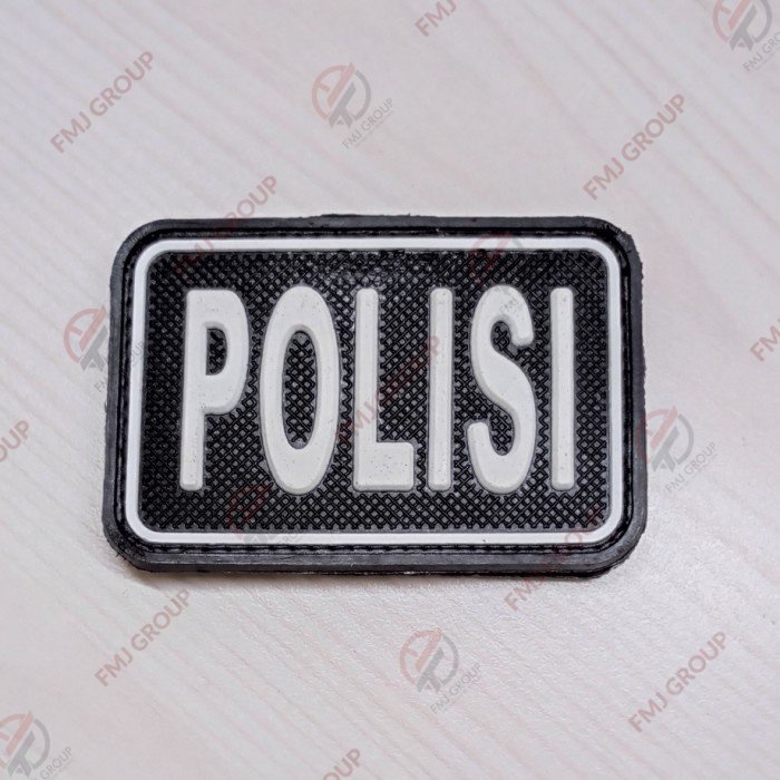 Emblem Logo Karet POLISI Perepet Patch Rubber Logo POLISI Merah Biru Bet