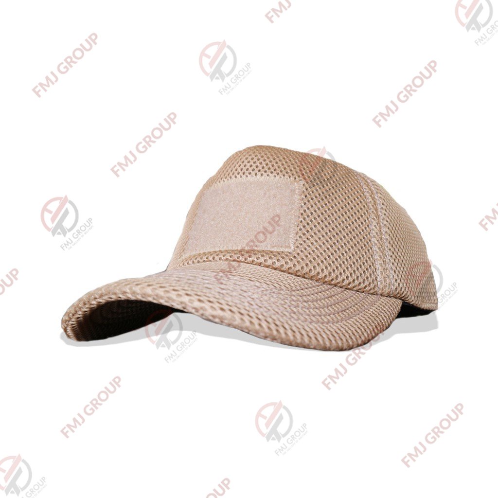 Topi Baseball Tactical - Topi Doublemesh - Topi Velcro Jaring Krem