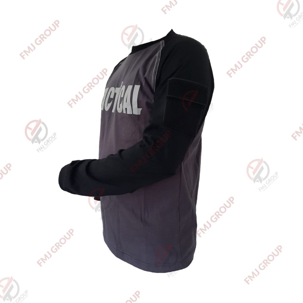 Kaos TACTICAL Lengan Panjang Kombinasi Abu-Hitam / Kaos Panjang TACTICAL / Kaos Reglan Tactical Pria