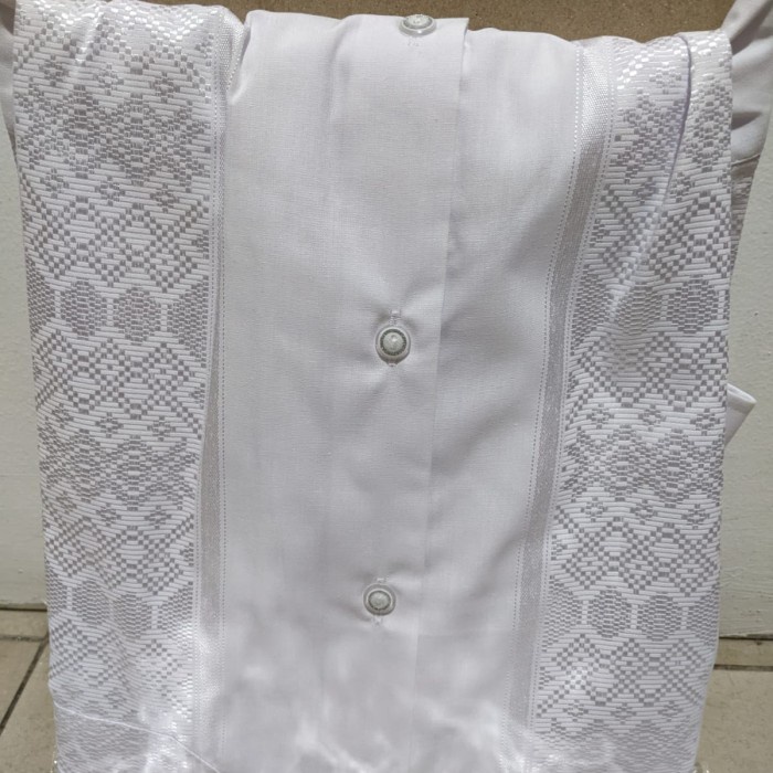 Baju Koko ALISAN BORDIR lengan panjang  100ORI - Putih, 15M