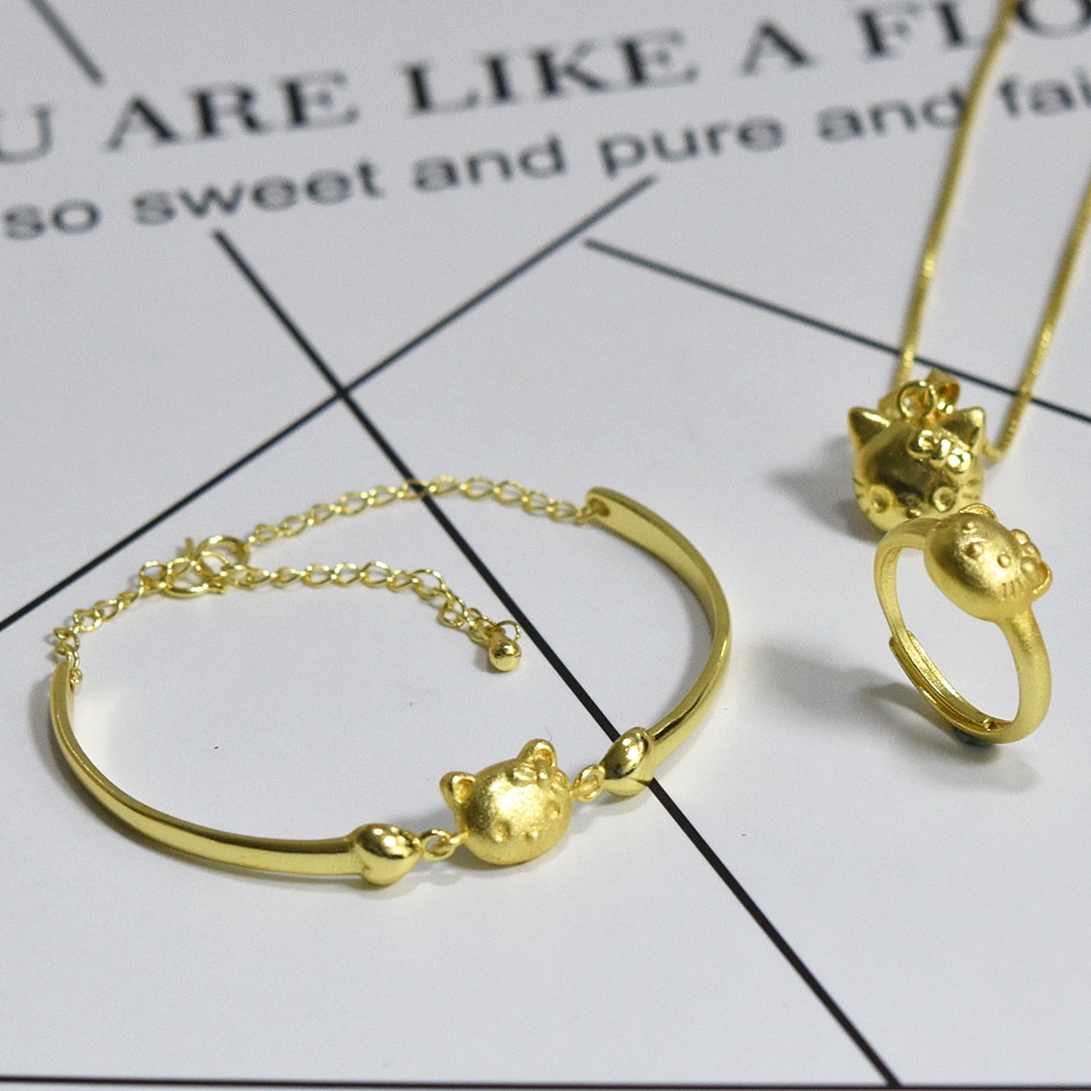 Aksesoris Perhiasan Fashion Goldkingdom Ready Stock Kt Kucing Kalung Cincin Gelang Liontin