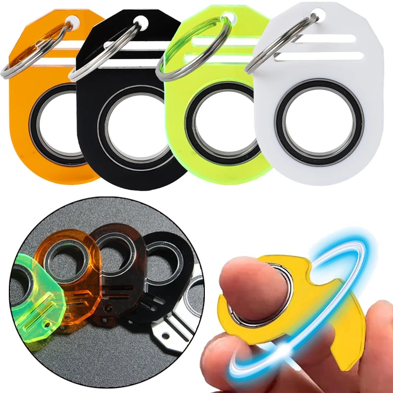 Mainan Tangan Untuk Hadiah Pereda Kecemasan Meringankan Gelisah Mainan Dewasa Ujung Jari Logam Spinner Boredom Rotator Fluorescence Antistress Hadiah Pesta Ulang Tahun Rotasi Keychain Finger Key Ring