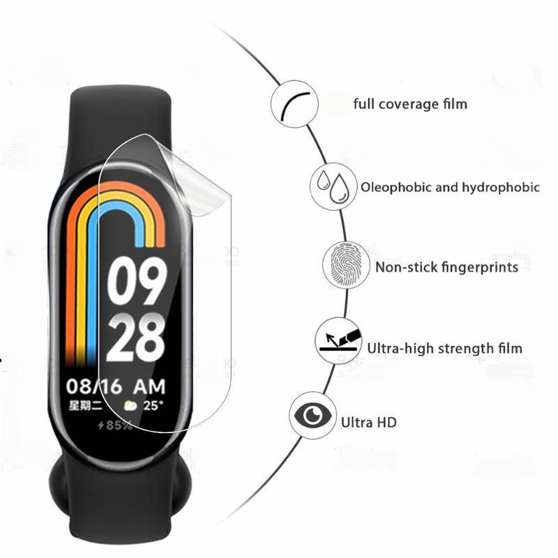 999d Curved Soft Hydrogel Film Untuk Xiaomi Smart Band8 Pelindung Layar Anti blue light Untuk Mi Smart Band8 Gelang Film Bukan Kaca