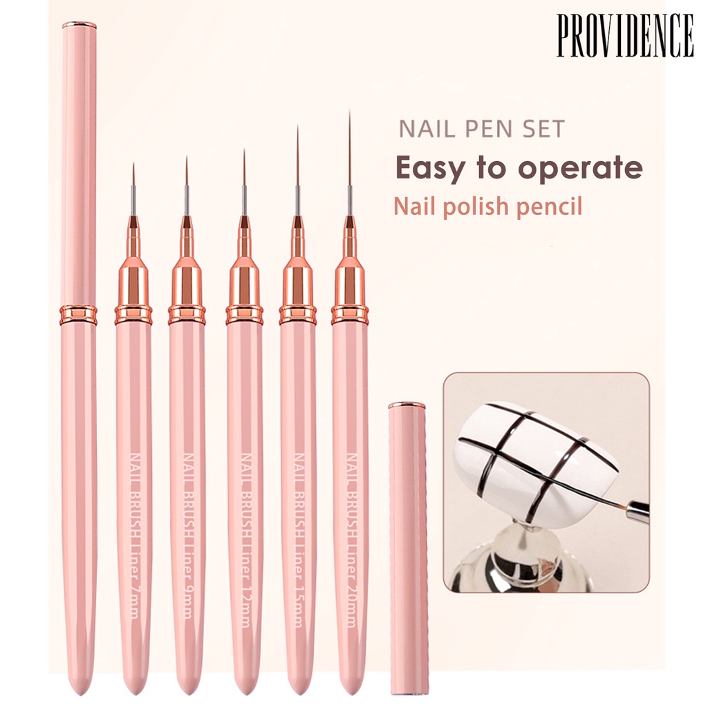 Providence Nail Art Outline Brush Pink Pen Holder Bulu Fleksibel Gambar Halus Batang Akrilik Gambar Kuku Brush Liner Brush Nail Salon Supply