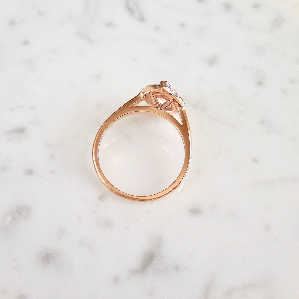 Goldkingdom Aksesoris Perhiasan Fashion Ready Stock Cincin Berlian Berbentuk Pir Tetesan Air Eropa Dan Amerika Dengan Gelang Berlapis Rose Gold Pribadi