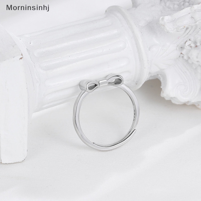 Mornin Cincin Pola Busur Sederhana Perak Cincin Halus Kepribadian Fashion Retro Cincin Wanita Perhiasan Ringan High-end Cincin Yang Dapat Disesuaikan id