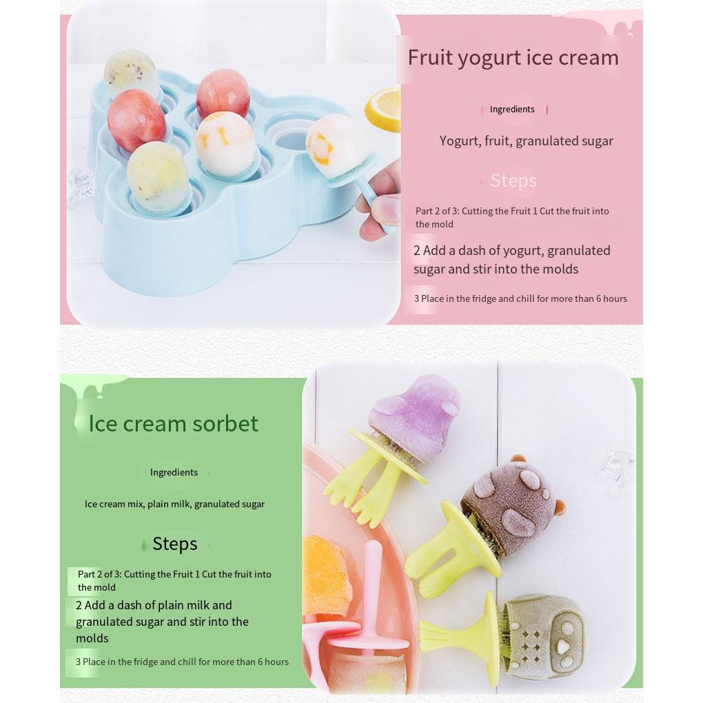 Cetakan Es Krim Persegi Panjang Lucu Mini Animal Popsicles Mold Dengan Stik Menggemaskan DIY Indah Cetakan Es Batu Rumah Tangga Untuk