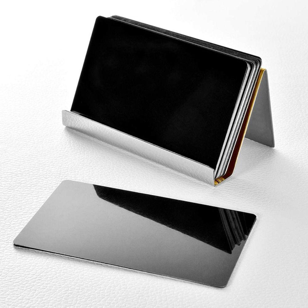 [Elegan] Pemegang Kartu Nama 4warna Meja Logam Desktop Penyimpanan High-End Stainless Steel Perlengkapan Kantor Memo Card Holder