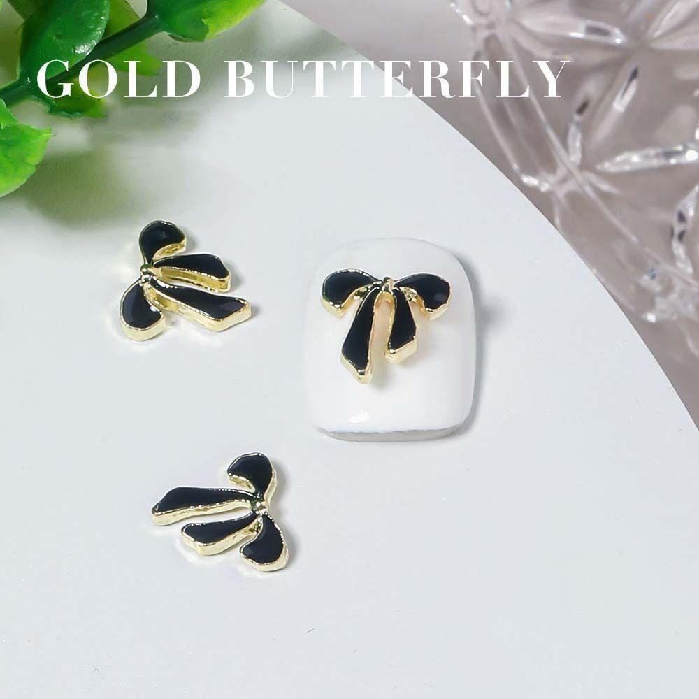 Agustina Bow Nail Rhinestones Warna-Warni Manikur Aksesoris Paduan Busur Kuku Hiasan Perhiasan Kuku