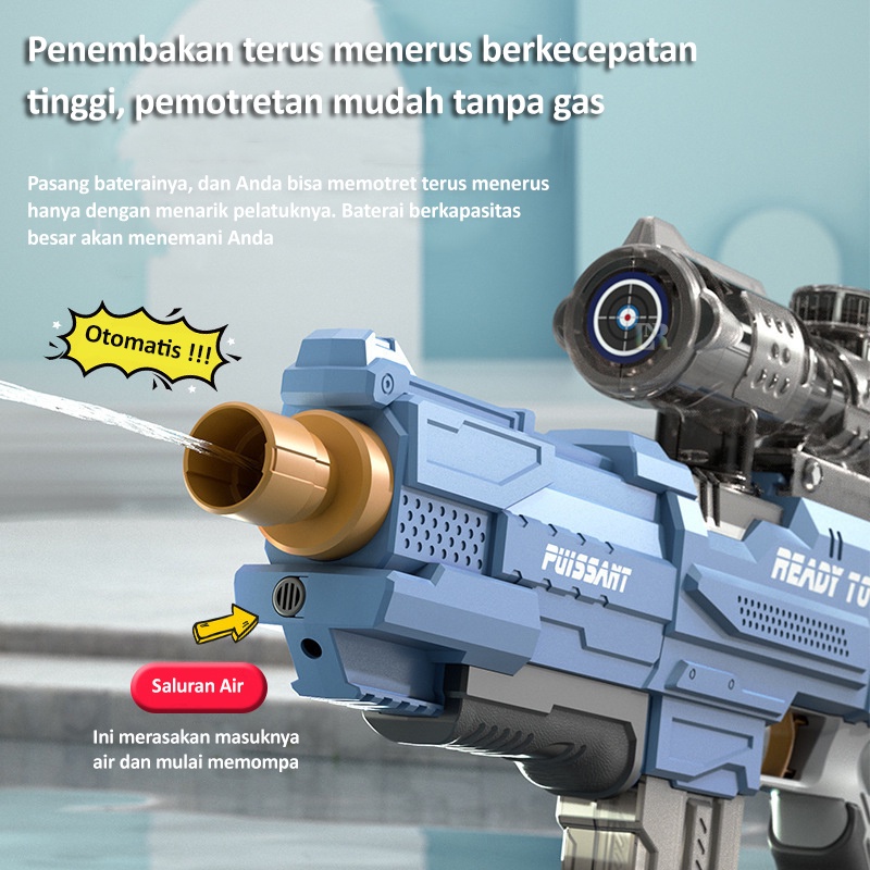 LNR Shop Mainan Pistol Air 360ml Elektrik Otomatis Menyedot Air Dari Depan Jarak Jauh 9 Meter untuk Anak - Anak Water Gun Anak Outdoor Pantai Kolam Renang Mainan Kapasitas Besar Tekanan Tinggi Besar