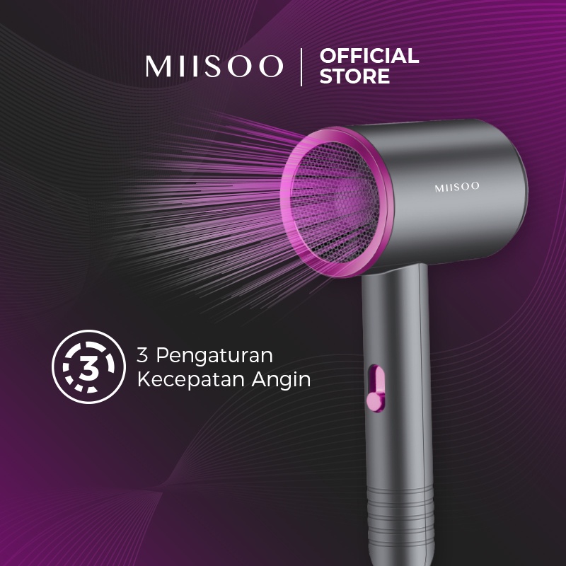 MIISOO Hair Dryer AirFlow Easy Stylish Ionik Black Purple Dryer Salon Pengering Rambut/Hair Dryer Rambut