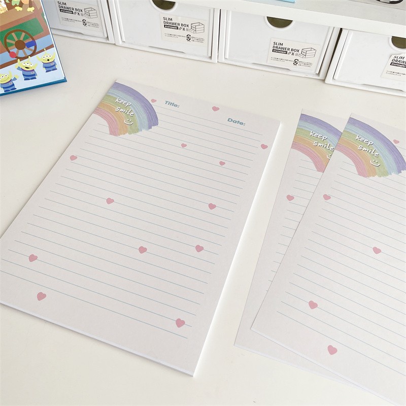 B5 Pelangi Mood Buku Belajar Lucu Niche Sobek Sticky Notes Siswa Sekolah Kantor Stationary