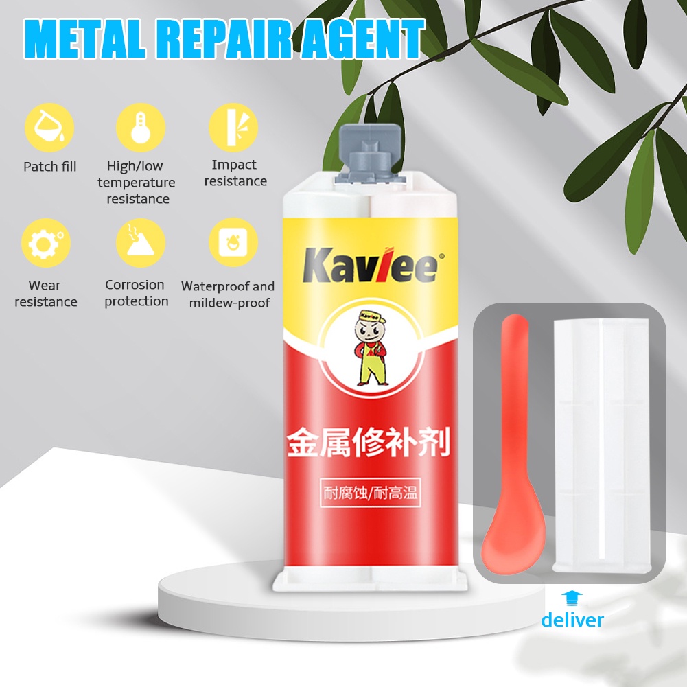 ღ 100g Ab Metal Casting Repair Glue Metal Repair Paste Lem Industri Pengelasan Dingin Yang Kuat Tahan Panas 2 In1 Agen Perbaikan Sealant Ikatan Kuat