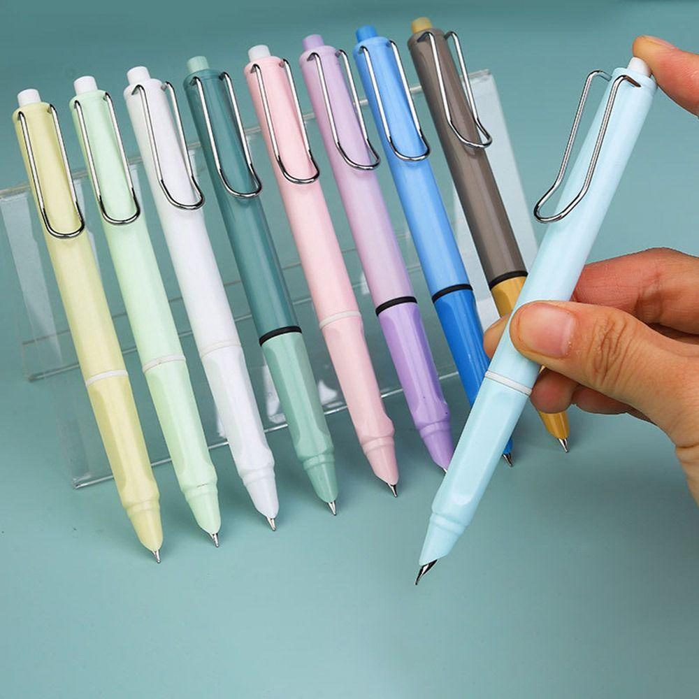 Populer 12pcs Pen Air Mancur Yang Dapat Ditarik Siswa Sekolah 0.38mm Tinta Pulpen