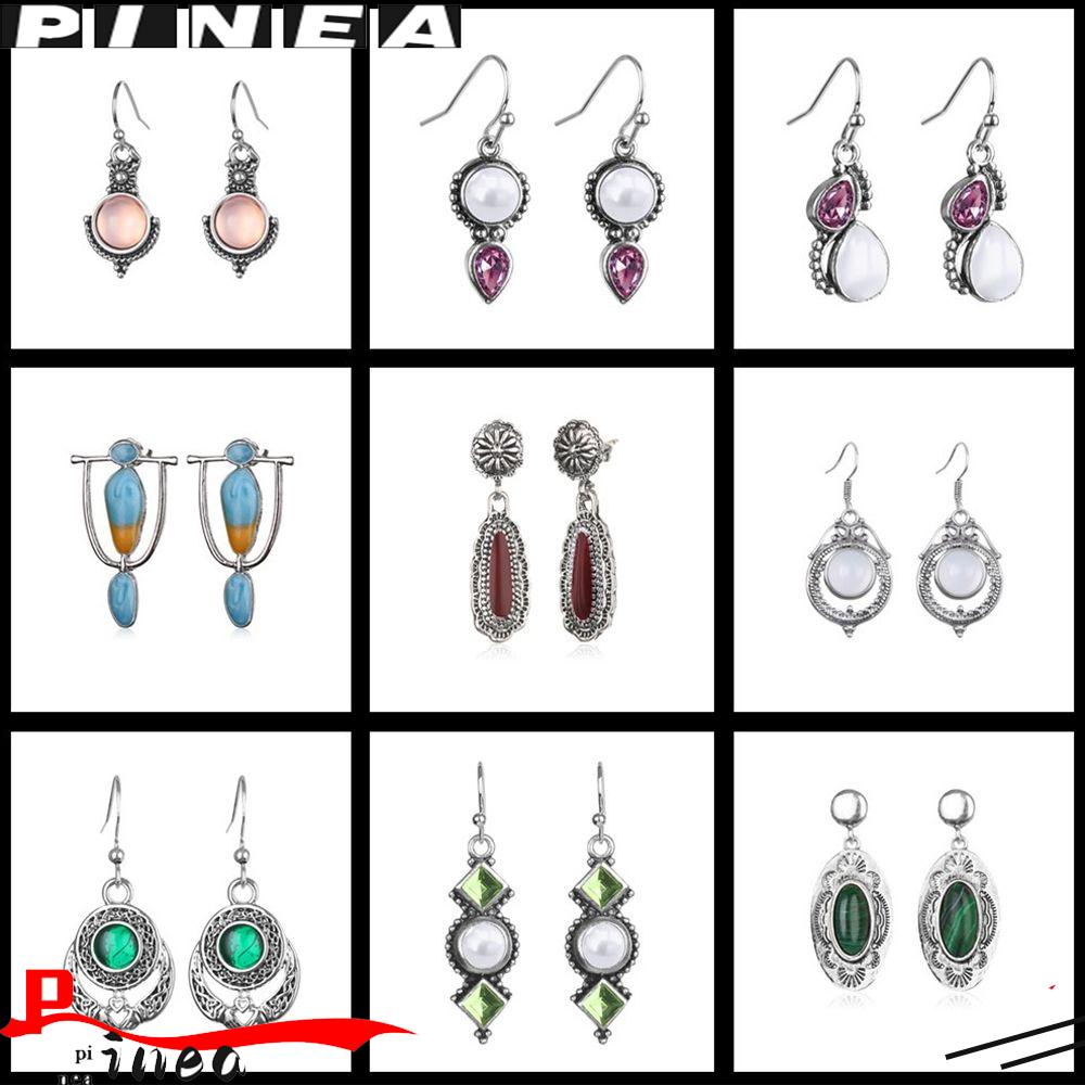 Anting Nanas Moonstone Anting Vintage925 Perak Lapis Batu Permata Perhiasan Kait Eardrop