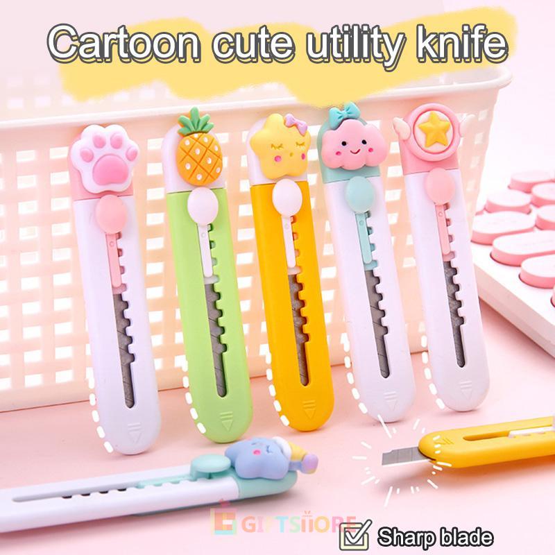 

COD✨Pisau Mini Cutter Karakter Lucu Pemotong Kertas Serbaguna Art Safety Cutter-GI