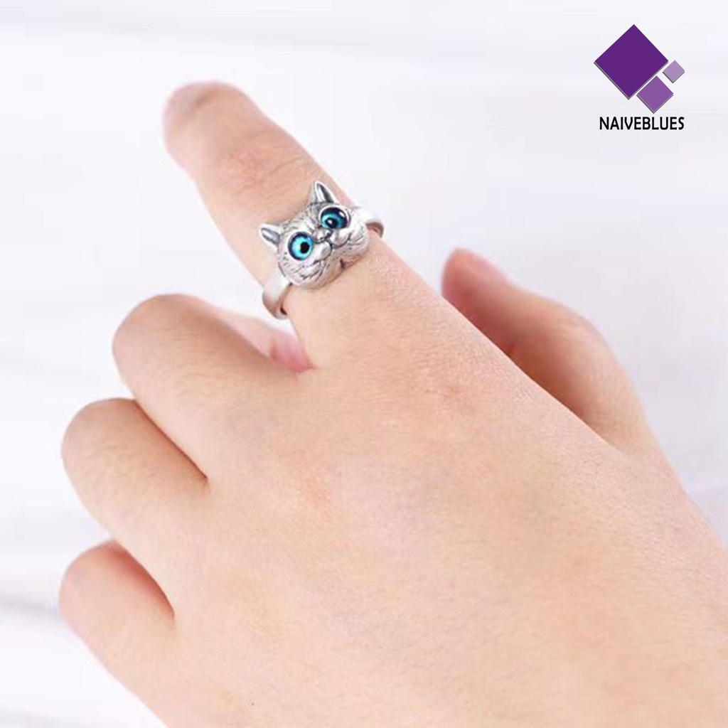 &lt; Naiveblues &gt; Wanita Cincin Vintage 3D Kartun Desain Pembukaan Yang Dapat Disesuaikan Hadiah Geometris Lady Brave Troops Finger