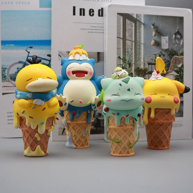 Pokemon Pikachu Slowpoke Gengar Ice Cream Series Action Figure Model Mainan Kartun Hewan Koleksi Ornamen Boneka
