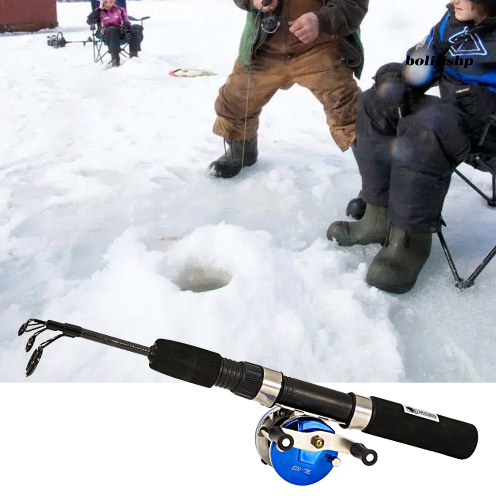 Bo-1 Set 50cm/67cm Winter Fishing Rod Dengan Reel Ultrashort Teleskopik Adjustable Ultralight Angling Serat Karbon Dua/Tiga Bagian Tiang Pancing Es Untuk Outdoor