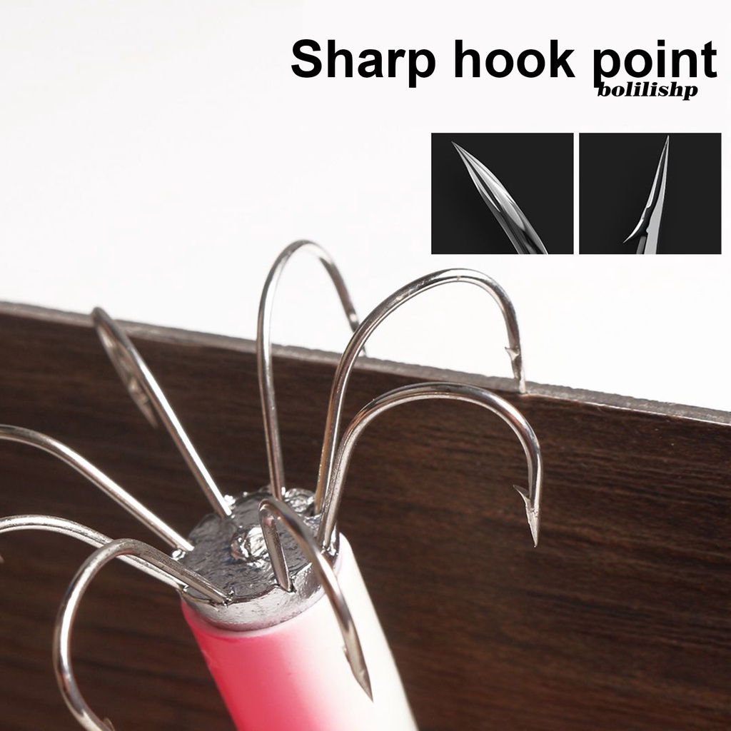 Bo-squid Jig Hook8Per10Jarum Dengan Mata Tajam Warna Cerah Penembus Kuat Atraksi Ikan Universal Glow in Dark Cuttlefish Sleeve Gurita Memancing Umpan Kait Perlengkapan Memancing