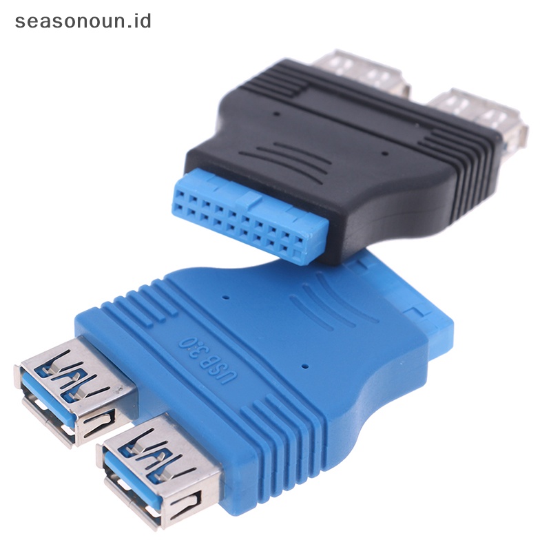 Seasonoun Motherboard 2port USB 3.0 female to 20pin header female Adaptor Sambung.