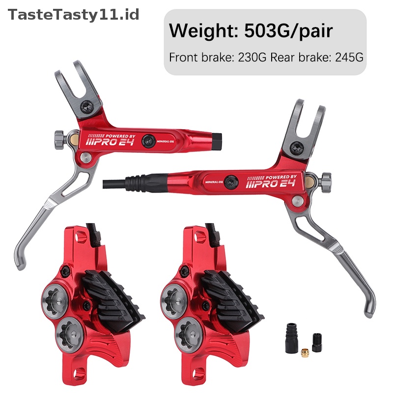 Tastetasty Rem Cakram Hidrolik Sepeda 4pisper Rem MTB Rem Sepeda Gunung Rem Oli Pressure800/1550mm Rem Depan Belakang.