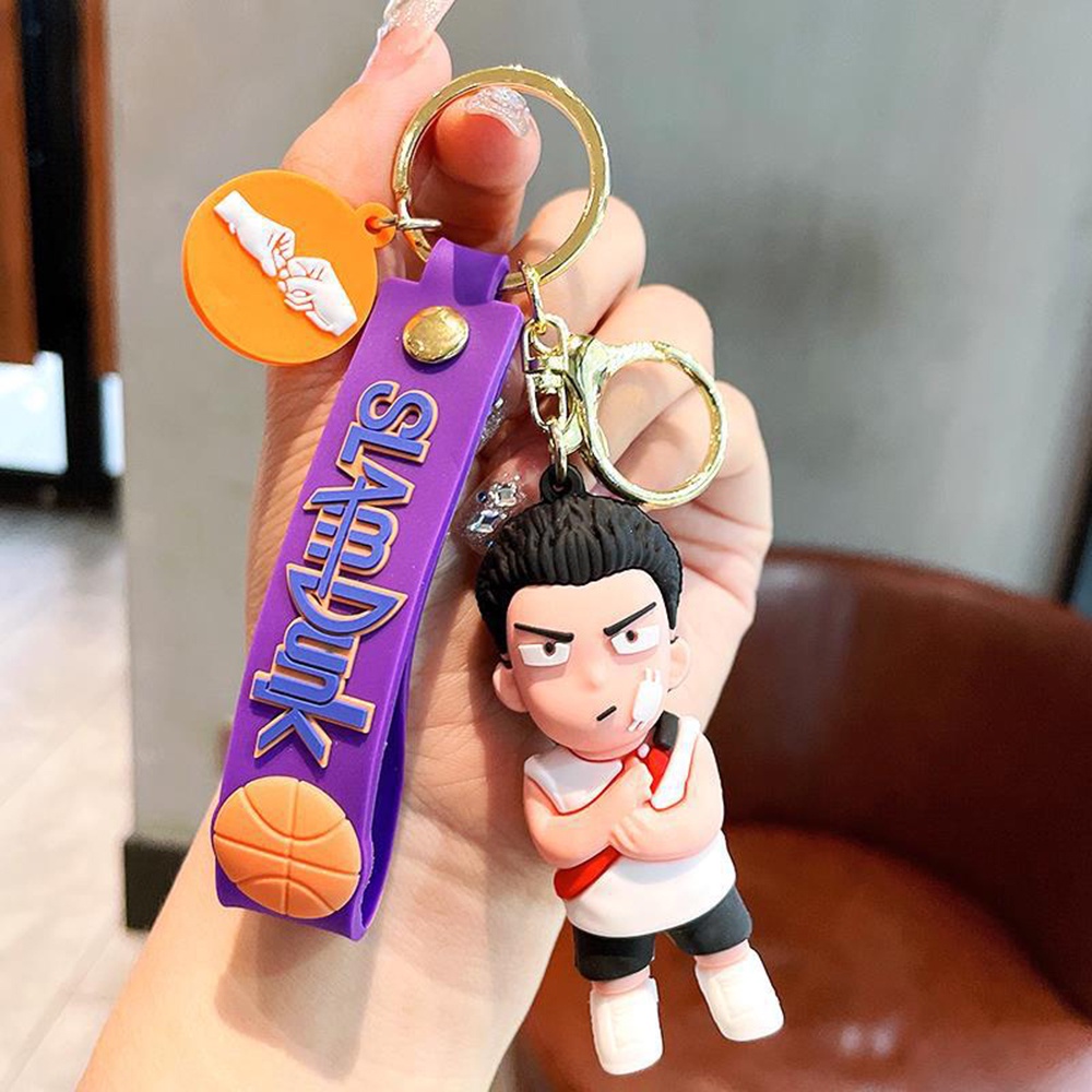 Slam Dunk Ahli Gantungan Kunci Mobil Laki-Laki Kreatif Sakura Bunga Jalan Berbunga Kawa Maple Mitsui Shou Tas Liontin Kartun Logam Keyring Hadiah Teman