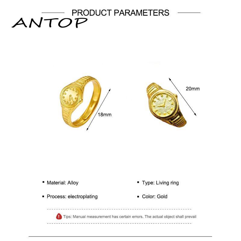 [Tanpa] Jam Tangan Emas Kecil Pembukaan Jam Cincin Pria Wanita Kreatif Cincin Gaya Punk Adjustable Ring