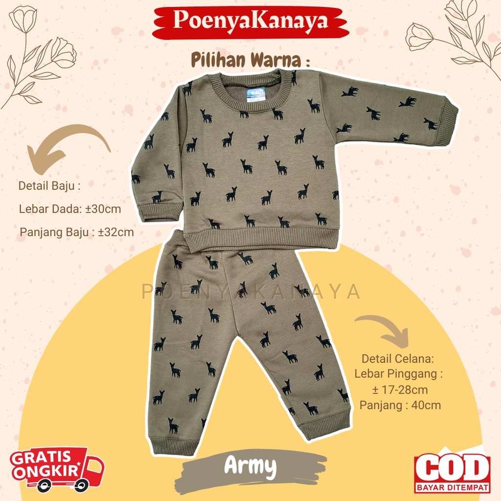 Setelan Sweater Jaket Bayi Anak Panjang MOUSE DEER HBc Size 6-18 Bulan SPY24