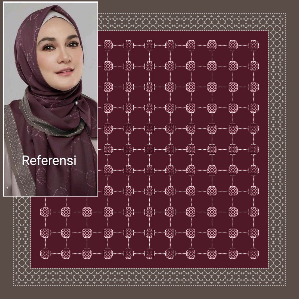 Karimake Hijab / Kerudung Segi Empat Voal Premium Printing Motif Luna  Laser Cut 110 x 110