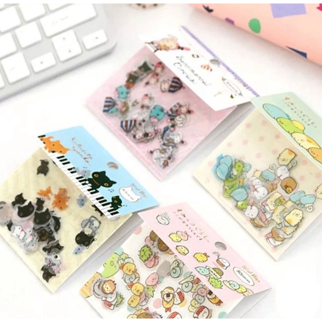 STIKER ISI 80PCS STIKER LUCU MINI SUMIKKO GURASHI SEAL BITS TRANSPARAN CUTE ANTI AIR - BDC