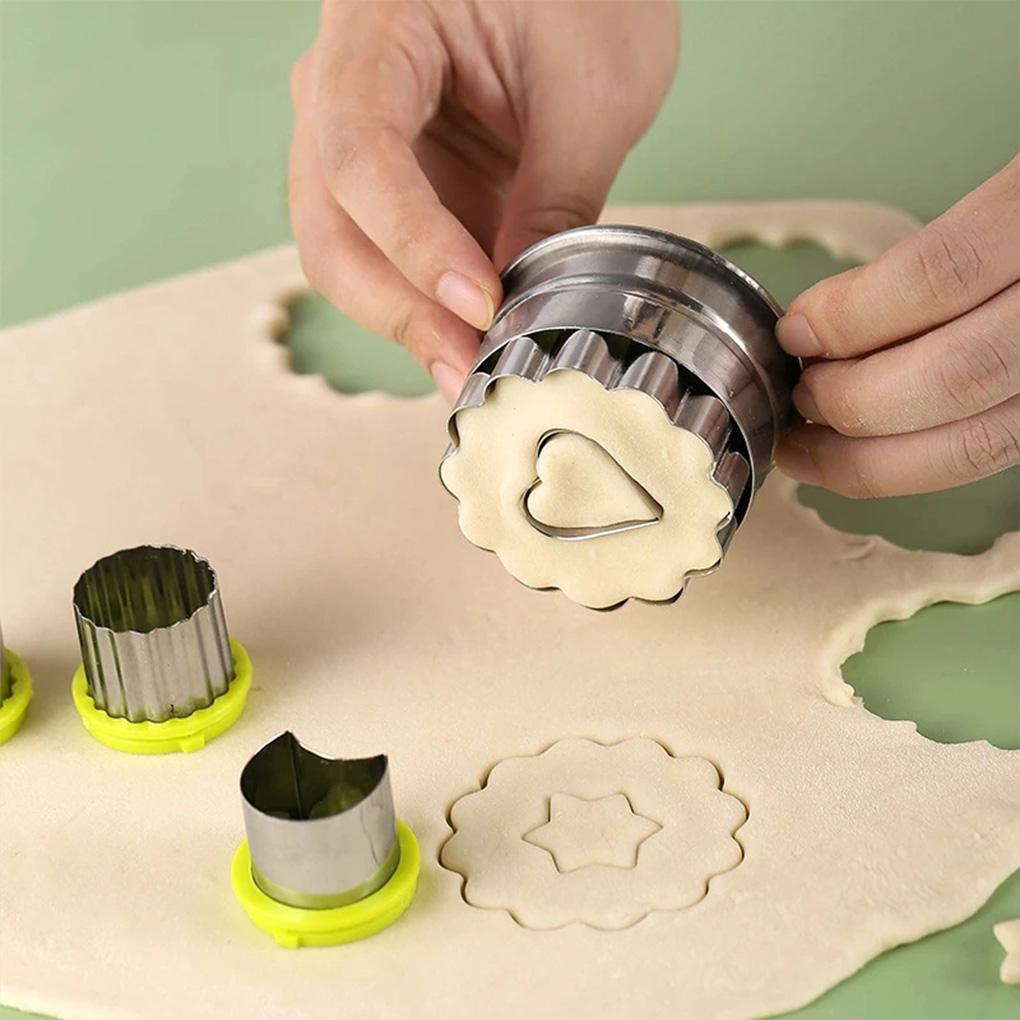 6x Cetakan Biskuit Multifungsi Diy Fondant Kue Pastry Embos Tools Die Fruit Slicer Dapur Masak Gadget