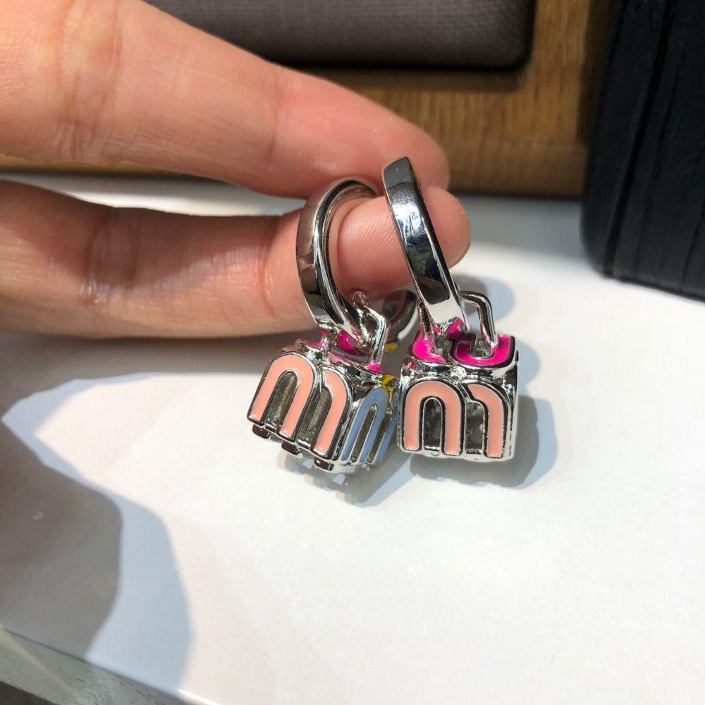 Mxbeauty M Huruf Anting Hadiah Vintage Lingkaran Kubus Enamel Indah Zirkon Stud Earrings