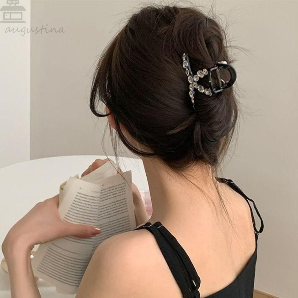 Agustinina Cakar Rambut Akrilik Fashion Kepribadian Indah Cross Elegan Jepit Berlian Imitasi Mengkilap Aksesori Rambut Koearn Hiu Klip