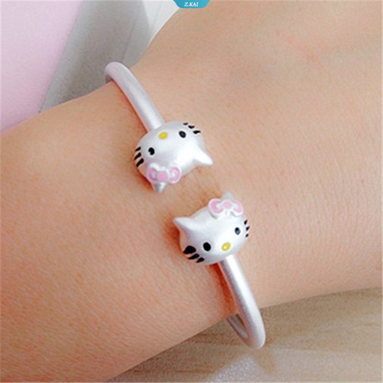 Kawaii Asli Sanrio Hello Kitty 925 Sterling Silver Gelang Kartun Anime Orang Tua-Anak Gelang Pasangan Gelang Gadis Hadiah [ZK]