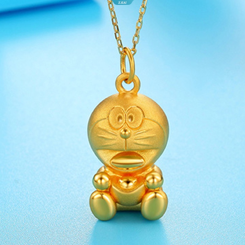 Sole Memory Kartun Doraemon Warna Emas Kalung Untuk Wanita Fashion Perhiasan Pesta Hadiah Ulang Tahun [ZK]