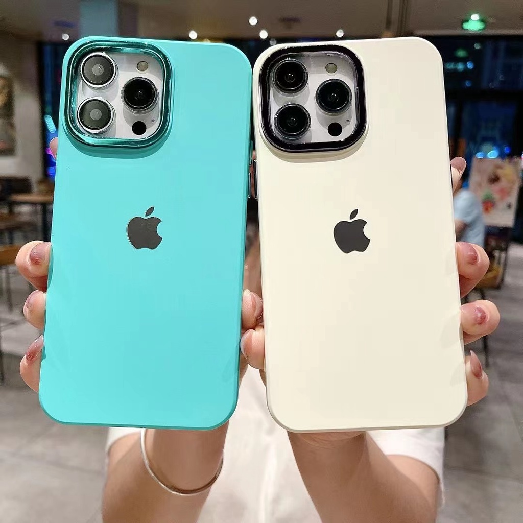 IPHONE Cairan Silikon electroplated lens loop Dengan built-in velvet soft phone case Untuk Iphone14 13 12 11 Pro Max