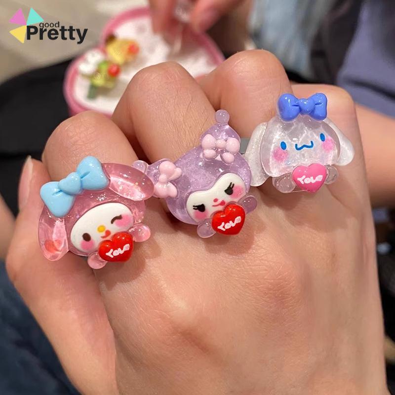 Cincin Couple Plastik Bahan Warna Lucu korea Fashion Sederhana Gaya Untuk Pria Dan Wanita - PD