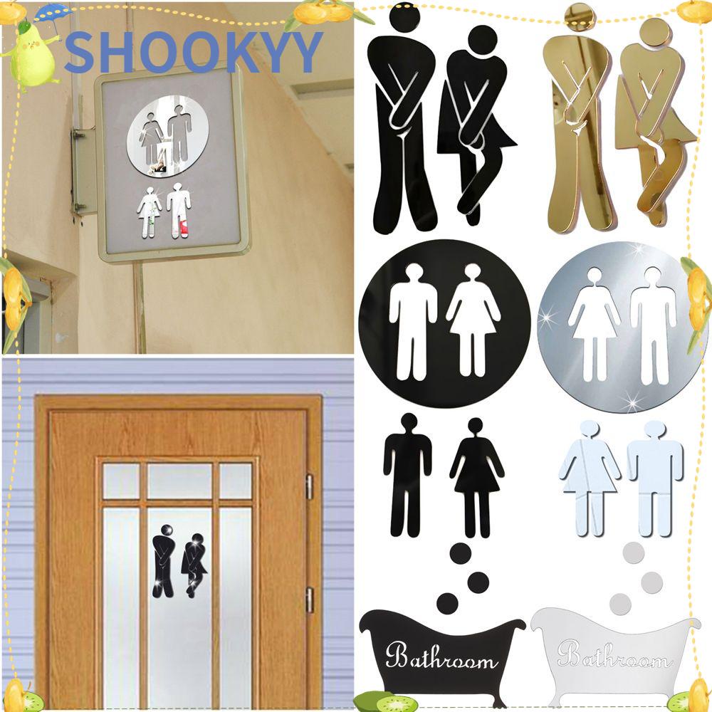 Chookyy Tanda Masuk Toilet DIY Pintu Kamar Mandi WC Dekorasi Permukaan Cermin Decal
