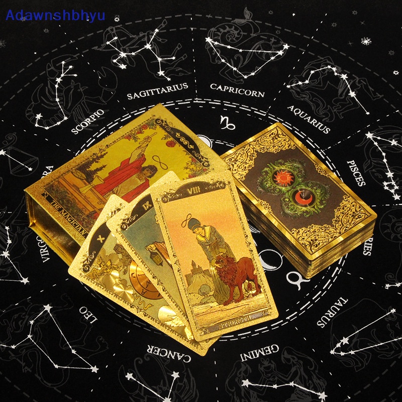 Adhyu New Arrive Foil Emas Tarot Oracle Card Destination Fate High Quality Tarot Deck Bermain Kartu Bithday Gift Drink Game ID