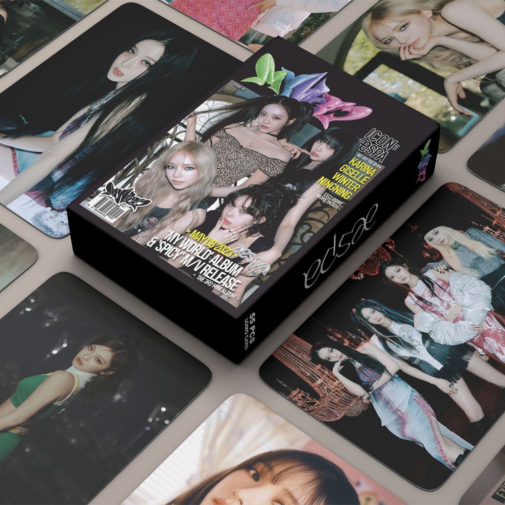 55pcs/box AESPA MY WORLD Photocards MINI 3RD ALBUM Kartu Lomo KARINA GISELLE WINTER NINGNING Kpop Postcards