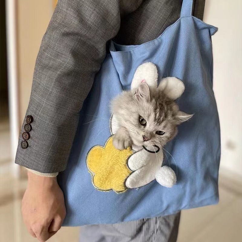 Tas Kucing Selempang Kanvas Lucu Dan Menyenangkan Tas Kucing Portabel Anjing Kecil Bisa Pamer