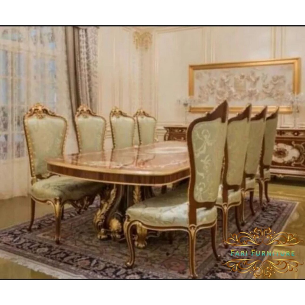 Meja Makan Jati Ukiran Mewah Furniture Jepara