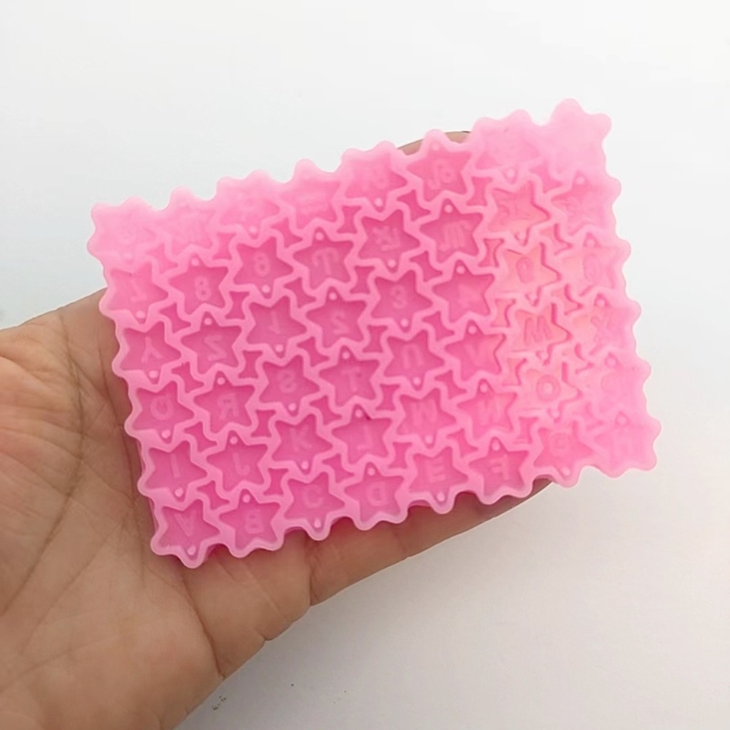 Siy Mini Huruf Bintang Cetakan Silikon Epoxy Resin Cetakan DIY Gantungan Kunci Perhiasan Liontin Alat Kerajinan Membuat Perlengkapan Antilengket