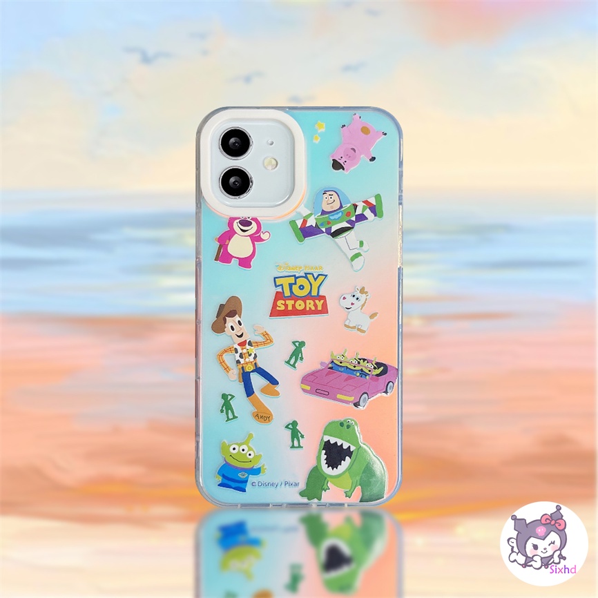 IPHONE Kompatibel Untuk Iphone11 14 13 12 Pro Max8 7Plus X Xs Xr Xs Max SE 2020 Happy Cartoon Toy Story Couple Perlindungan Lensa Gradien Laser Casing Ponsel TPU Lembut Penutup Anti Jatuh XJJJJ