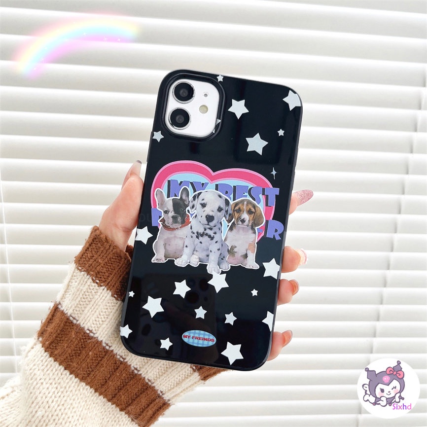 IPHONE Kompatibel Untuk Iphone14 13 12 11 Pro Max SE 2020 X Xr Xs Max8 7 6Plus Hitam Cinta Fashion Anjing Silikon Ponsel Case Lembut Anti Jatuh Pelindung TPU Cover XJJJJ